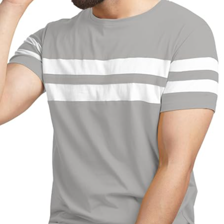 T-Shirt for Mens Double Stripes on Chest