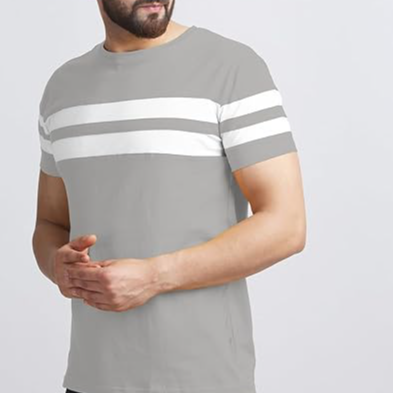 T-Shirt for Mens Double Stripes on Chest